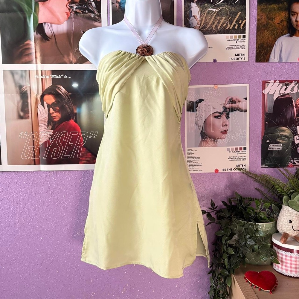 Boho Fairy Princess Polly Sage Green Strapless Tube Dress Size 4